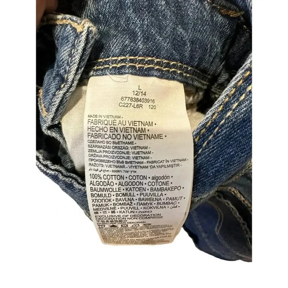 LEVI'S Girls Blue Reg Denim Shortalls Overalls Size L 12/14 - Picture 3 of 7